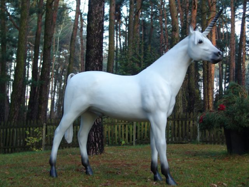Pferd, Einhorn, grau-weissem Horn, belastbar bis 100kg, 220cm