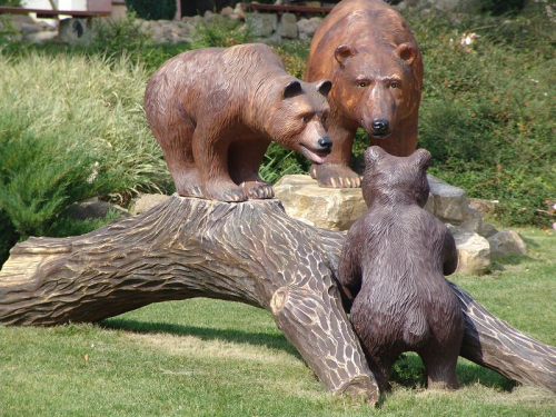 Bären, Bärenkinder, spielend mit Baumstamm,  285cm
