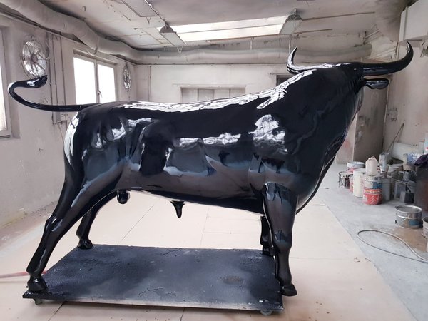 Stier, Spanischer Stier "Alfonso", schwarz Hochglanz, 300cm, HAEIGEMO