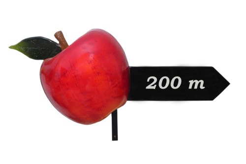 Obst, Apfel als Wegweiser, Werbetafel, 52cm
