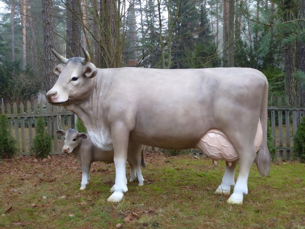 Kuh, "Wally von der Alm", belastbar, mit Kalb, Braunvieh, 220cm, HAEIGEMO