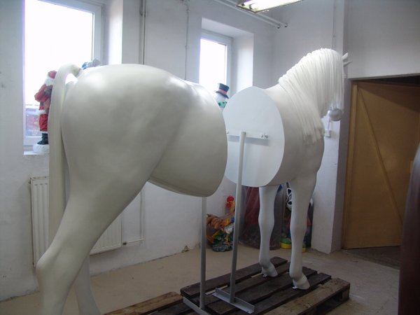 Pferd, Einhorn, halbiert, in weiss, 259cm, HORSE