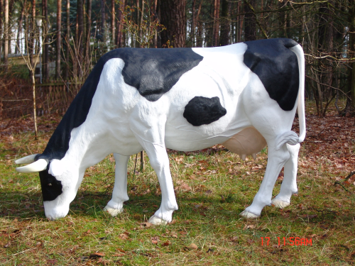 Kuh, "Claudia", grasend, schwarz weiß, 220cm