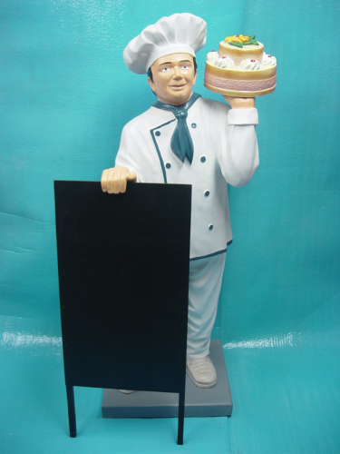 Bäcker, Konditor mit Torte, 137cm, mit Glasfaser