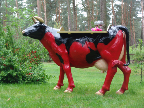Kuh, Kunstkuh, "Thekenkuh", rot-schwarz, 210cm