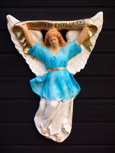 Krippenfigur, "Engel", Relief, zum an die Wand hängen, Kunstharz, 64cm