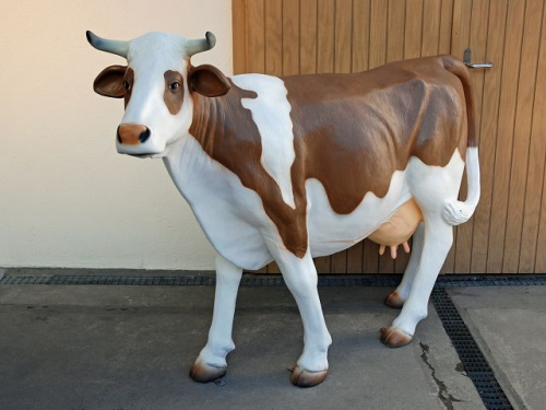 Kuh, "Nicki", Simmentaler Art, braun weiss, 220cm