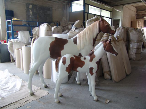 Pferd, "Caruso", Kunsthaare, 220cm mit Fohlen "Chrissy", 153cm, beide nicht belastbar, HORSE, HORSES