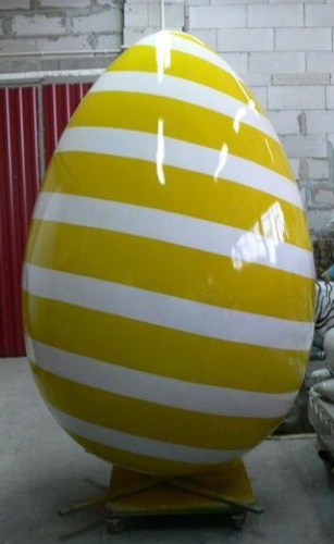 Osterei, 75cm, gelb mit weißen Streifen