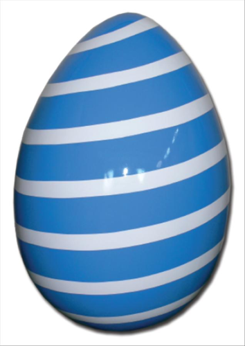 Osterei, 100cm, blau mit weißen Streifen, Ei