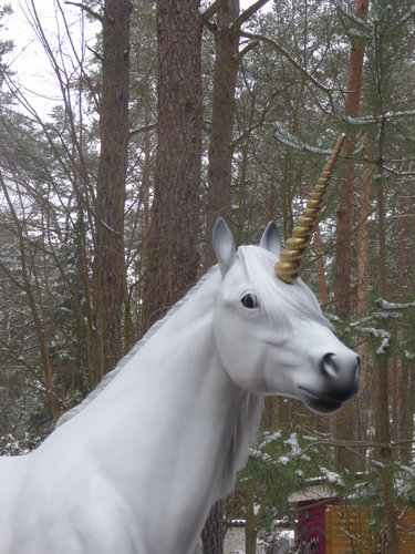 Pferd, Einhorn, mit goldfarbenem Horn, belastbar bis 100kg, 220cm, HORSE