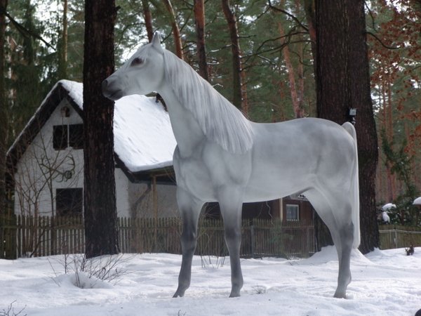 Pferd, "Snowball", Kunsthaare, nicht belastbar, 220cm, HORSE
