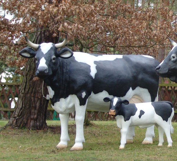 Kuh, "Kathi von der Alm", belastbar, mit Kalb, schwarz weiß, 220cm, HAEIGEMO