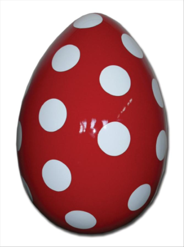 Osterei, 120cm, rot mit weißen Punkten, Ei