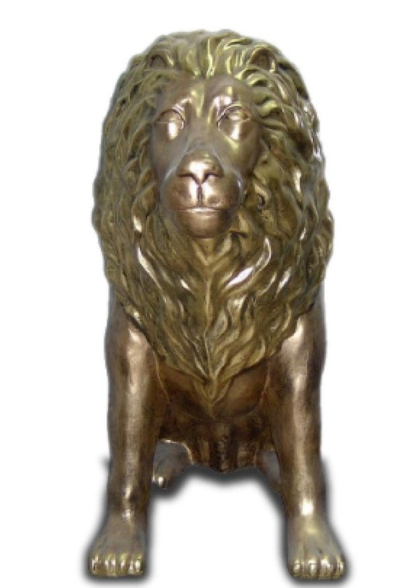 Löwe, "Max", goldfarben lackiert, sitzend, 147cm