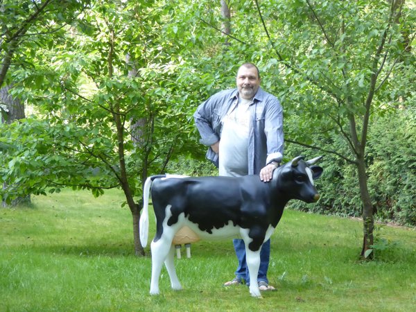 Kuh, Melkkuh für Kinder belastbar, "Primelchen", Holstein, 1 x 12 Liter Tank, schwarz weiß, 122cm