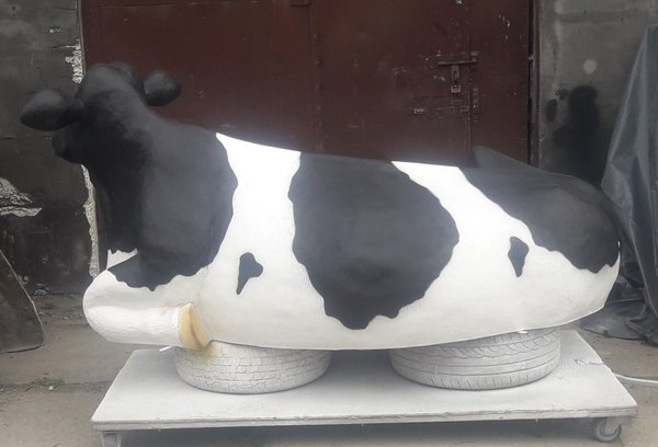 Kuh, Kuhbank, Annerose von der Alm schwarz weiß, 225cm, / Sitzfläche belastbar bis 185kg / HAEIGEMO