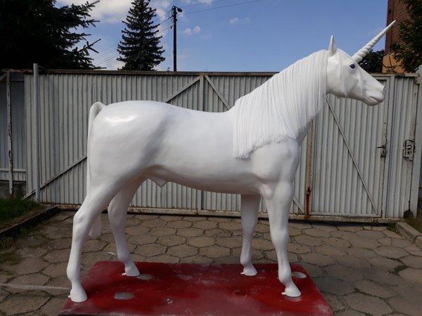 Pferd, Einhorn, weiß, belastbar bis 100kg, 220cm, HAEIGEMO