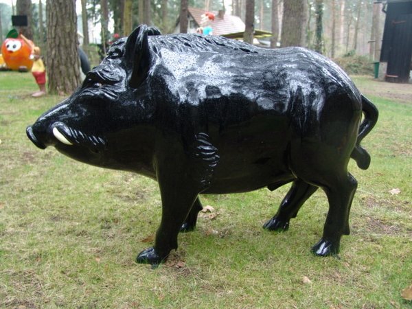 Wildschwein, glatt, schwarz Hochglanz, 125cm