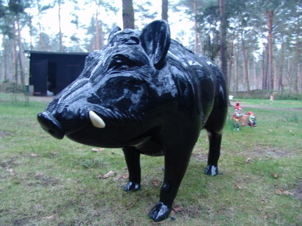 Wildschwein, glatt, schwarz Hochglanz, 125cm