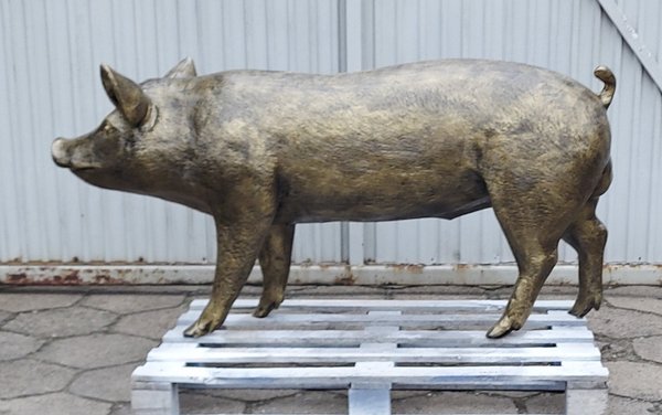 Schwein, "Rocco", Eber, bronzefarben lackiert, 160cm