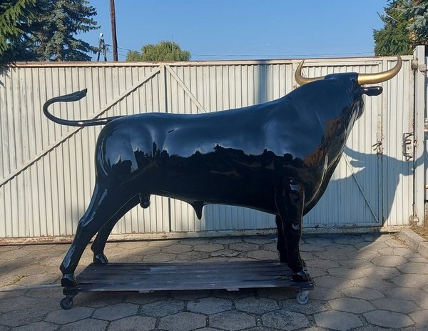 Stier, Alfonso, schwarz Hochglanz mit goldenen Hörner, 300cm, HAEIGEMO