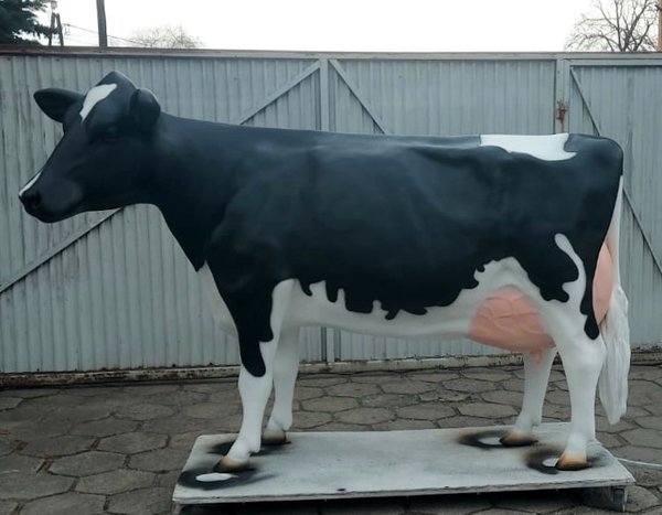 Kuh, Melkkuh, Holstein, "Fabiola", 2 x 19L Tank, schwarz weiß, Kopf gerade aus, 270cm, HAEIGEMO